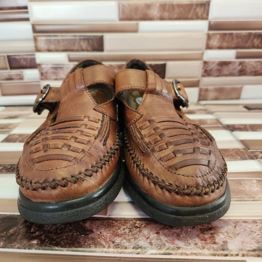 Dr. Scholls Shoes Womens 6.5 Brown Leather Loafers Adjustable Buckle - Picture 7 of 11